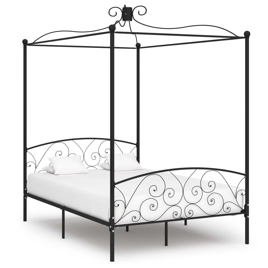 Estructura de cama con dosel metal blanco 100x200 cm