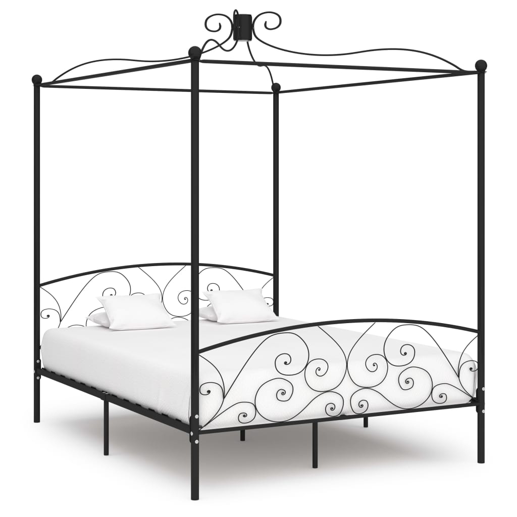 Estructura de cama con dosel metal blanco 100x200 cm