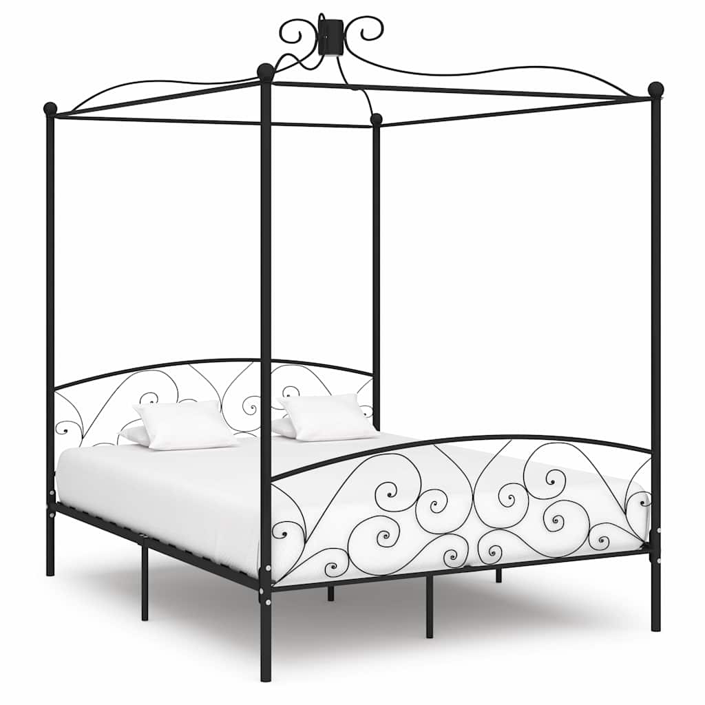 Estructura cama con dosel sin colchón metal blanco 120x200 cm