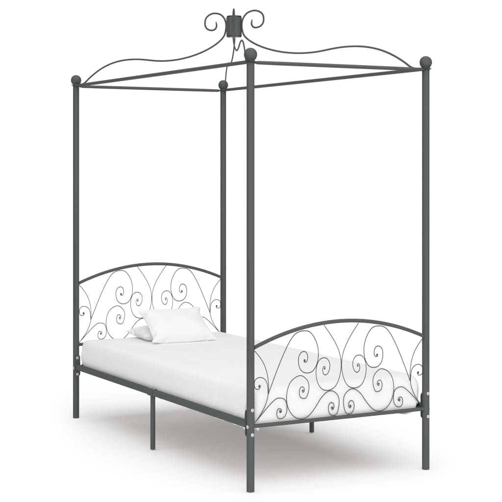Estructura cama con dosel sin colchón metal blanco 120x200 cm
