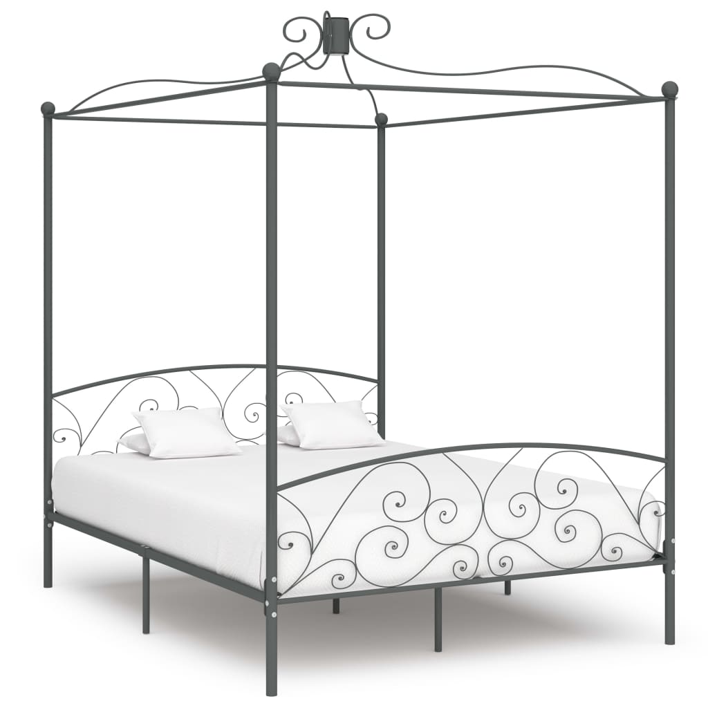 Estructura cama con dosel sin colchón metal blanco 120x200 cm