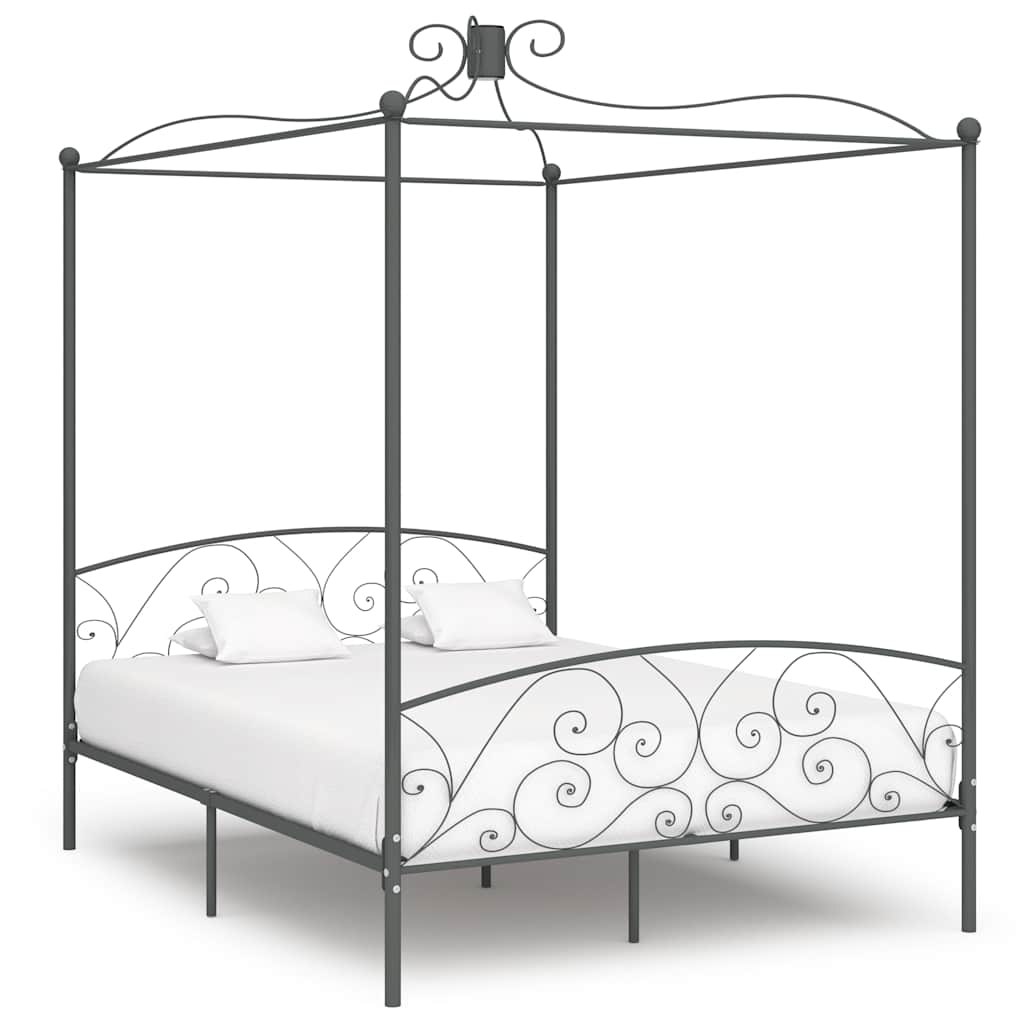 Estructura cama con dosel sin colchón metal blanco 120x200 cm