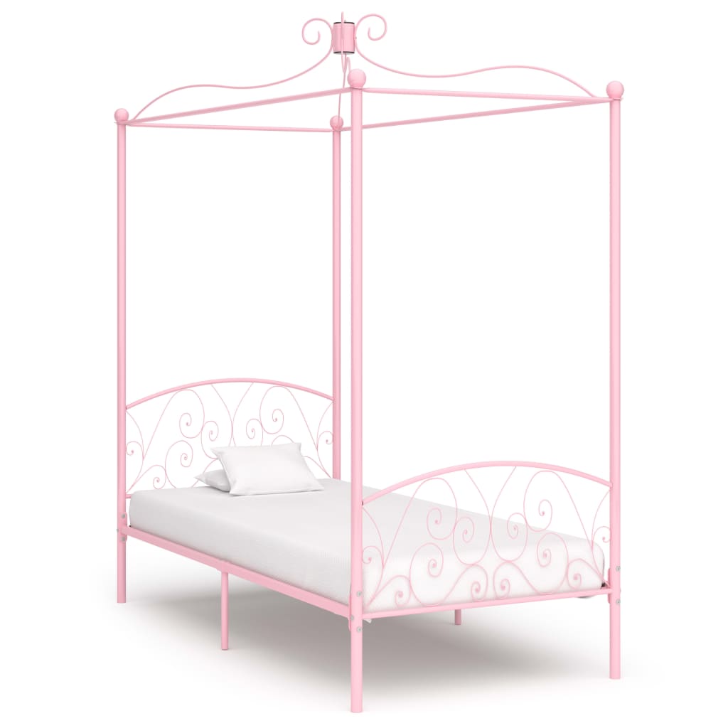 Cama con somier sin colchón metal blanco 90x200 cm