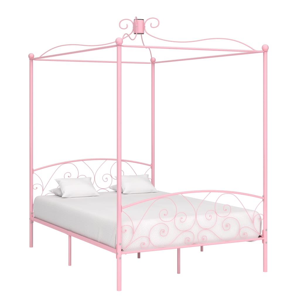 Estructura cama con dosel sin colchón metal blanco 120x200 cm