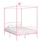 White metal canopy bed frame without mattress 120x200 cm