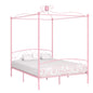White metal canopy bed frame without mattress 120x200 cm