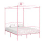 White metal canopy bed frame without mattress 120x200 cm