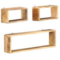 Juego de estantes cubo de pared 3 piezas madera maciza de mango