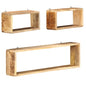 Juego de estantes cubo de pared 3 piezas madera maciza de mango