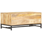 Mesa de centro de madera maciza de acacia 90x55x40 cm
