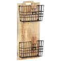 Perchero de pared madera maciza de mango sin tratar 33x10x67 cm