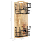 Perchero de pared madera maciza de mango sin tratar 33x10x67 cm