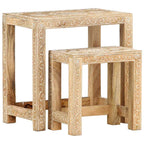 Juego de mesitas auxiliares 2 piezas madera maciza de mango