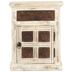 Mesita de noche de madera maciza de mango blanco 40x30x50 cm