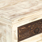Mesita de noche de madera maciza de mango blanco 40x30x50 cm