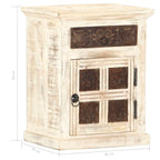Mesita de noche de madera maciza de mango blanco 40x30x50 cm