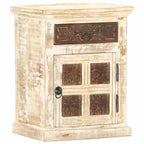Mesita de noche de madera maciza de mango blanco 40x30x50 cm