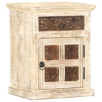 Mesita de noche de madera maciza de mango blanco 40x30x50 cm