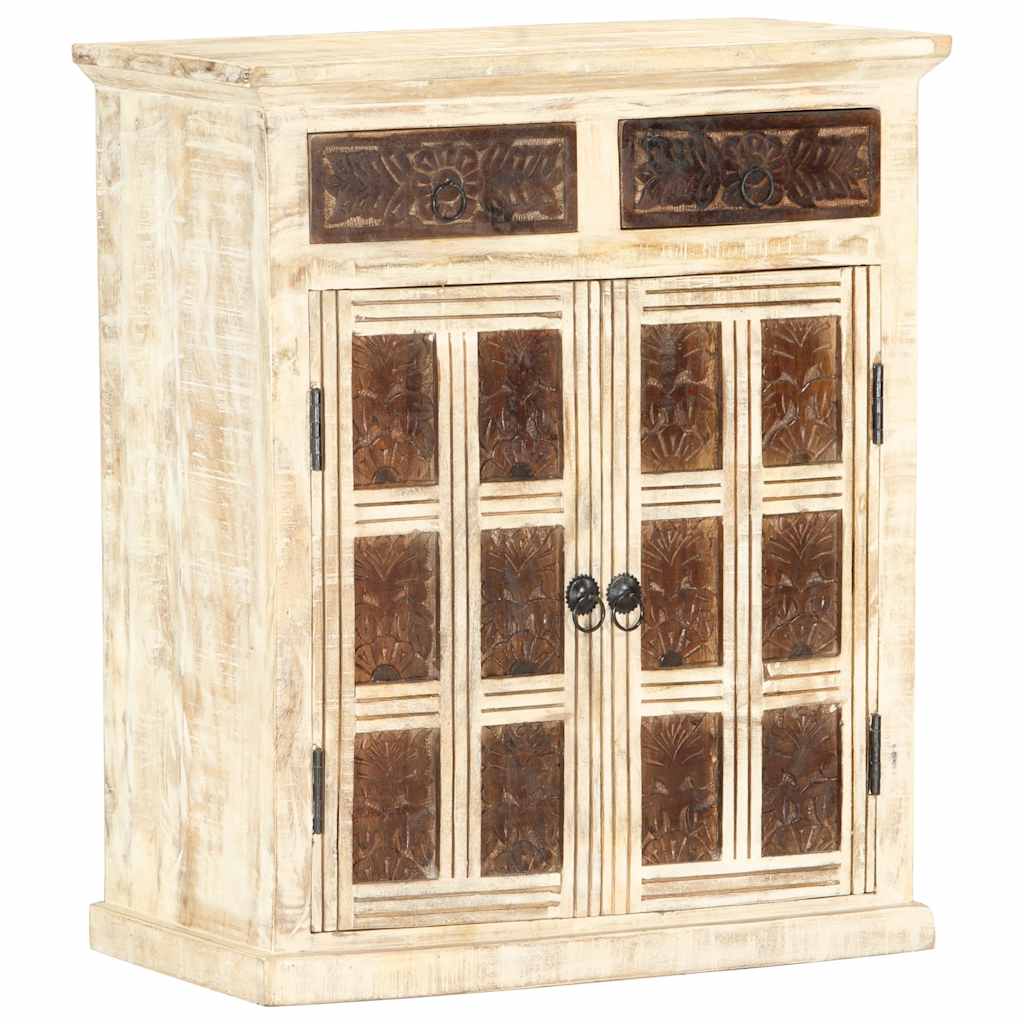 Aparador blanco de madera maciza de mango 65x30x75 cm