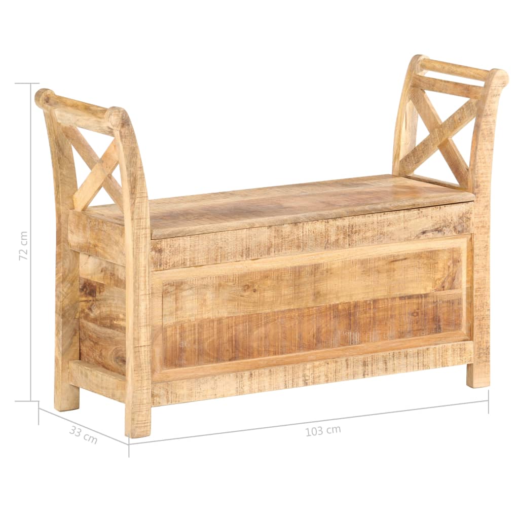 Banco de recibidor madera maciza de mango 103x33x72 cm