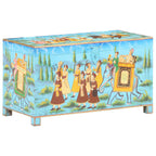 Caixa de arrumação pintada à mão em madeira maciça de mangueira 80x40x40 cm