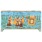 Caixa de arrumação pintada à mão em madeira maciça de mangueira 80x40x40 cm