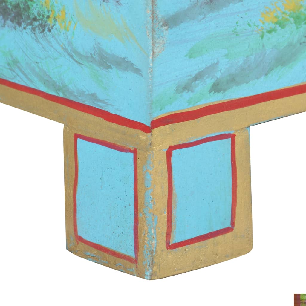 Caixa de arrumação pintada à mão em madeira maciça de mangueira 80x40x40 cm