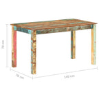 Mesa de comedor de madera maciza reciclada 140x70x76 cm
