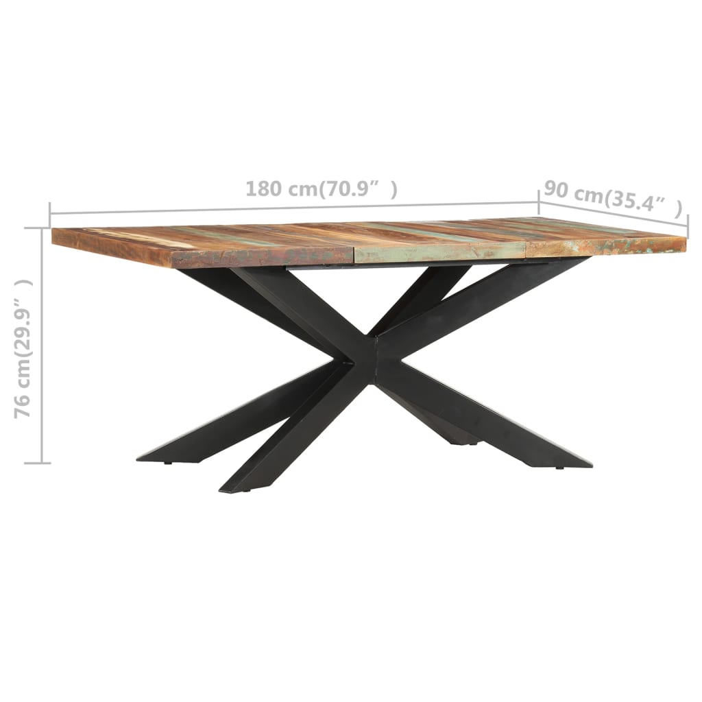 Mesa de comedor de madera maciza reciclada 180x90x76 cm