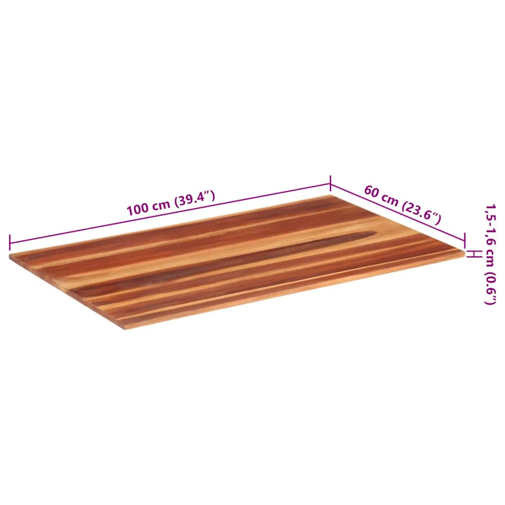 Tablero de mesa madera maciza de acacia 15-16 mm 60x100 cm