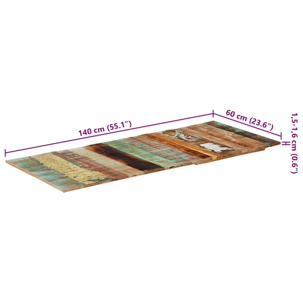 Tablero de mesa rectangular 60x140 cm 15-16 mm madera maciza