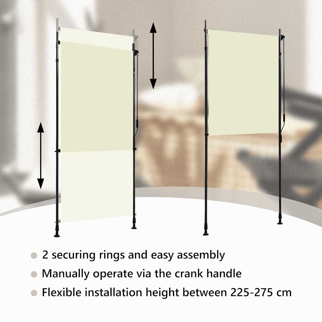 Estor enrollable de exterior color crema 100x270 cm