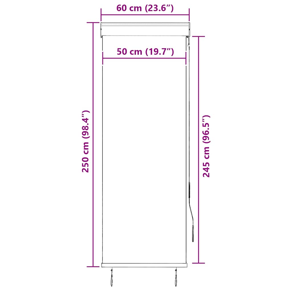 Estor enrollable de exterior naranja y marrón 60x250 cm