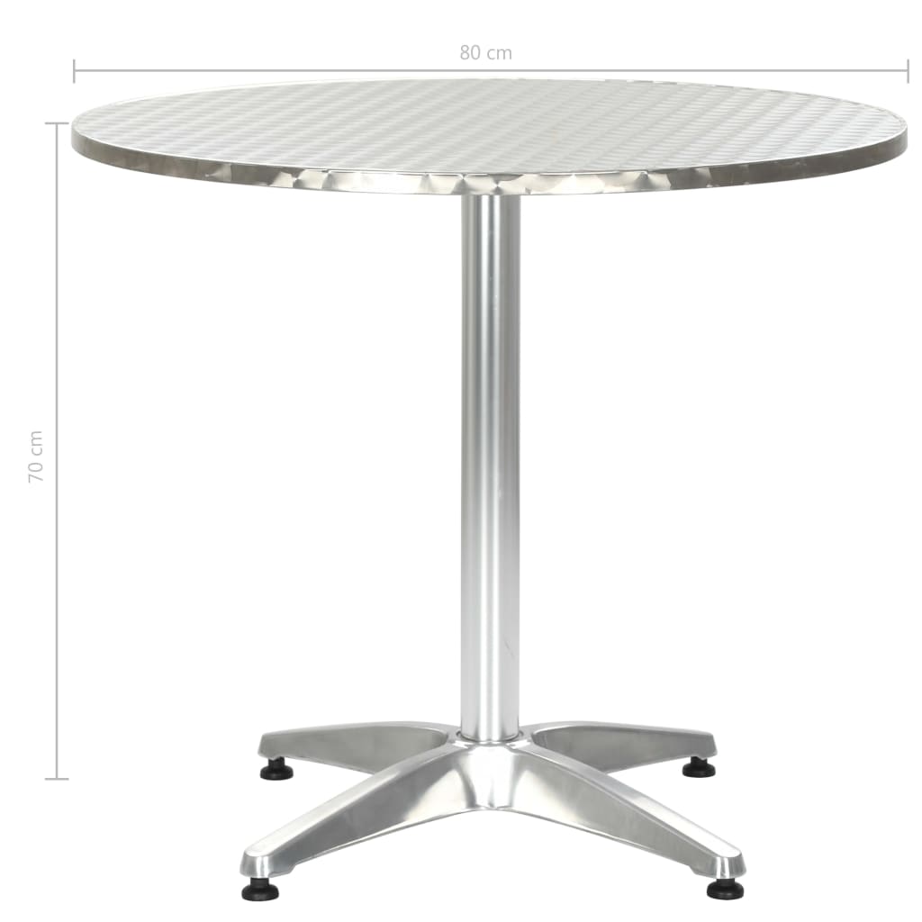 Mesa de jardín de aluminio plateado 80x70 cm