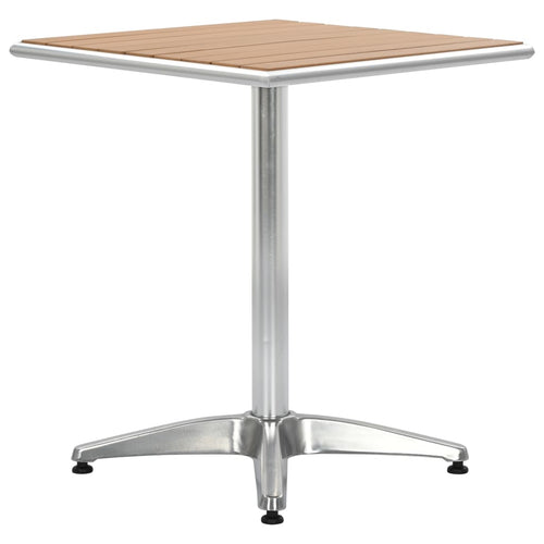 Silver aluminum and WPC garden table 60x60x70 cm
