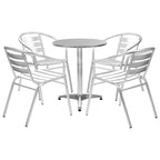 Juego de comedor para jardín 5 piezas de aluminio plateado
