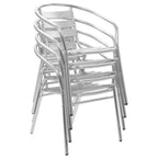 Juego de comedor para jardín 5 piezas de aluminio plateado