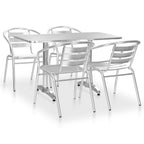 Juego de comedor para jardín 5 piezas de aluminio plateado