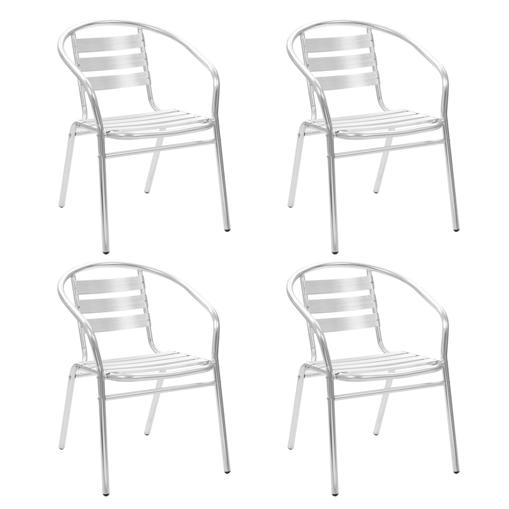 Juego de comedor para jardín 5 piezas de aluminio plateado