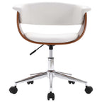 Silla comedor giratoria madera curvada cuero sintético blanco