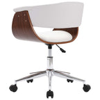 Silla comedor giratoria madera curvada cuero sintético blanco