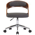 Silla de comedor giratoria de madera curvada y tela gris