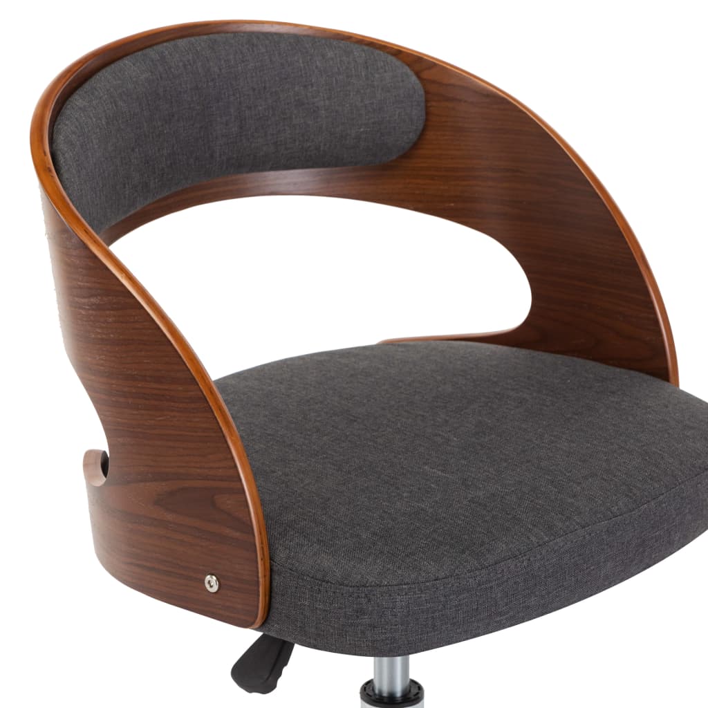 Silla de comedor giratoria de madera curvada y tela gris