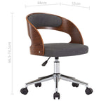 Silla de comedor giratoria de madera curvada y tela gris