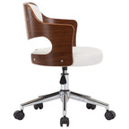 Silla comedor giratoria madera curvada cuero sintético blanco