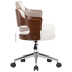 Silla comedor giratoria madera curvada cuero sintético blanco