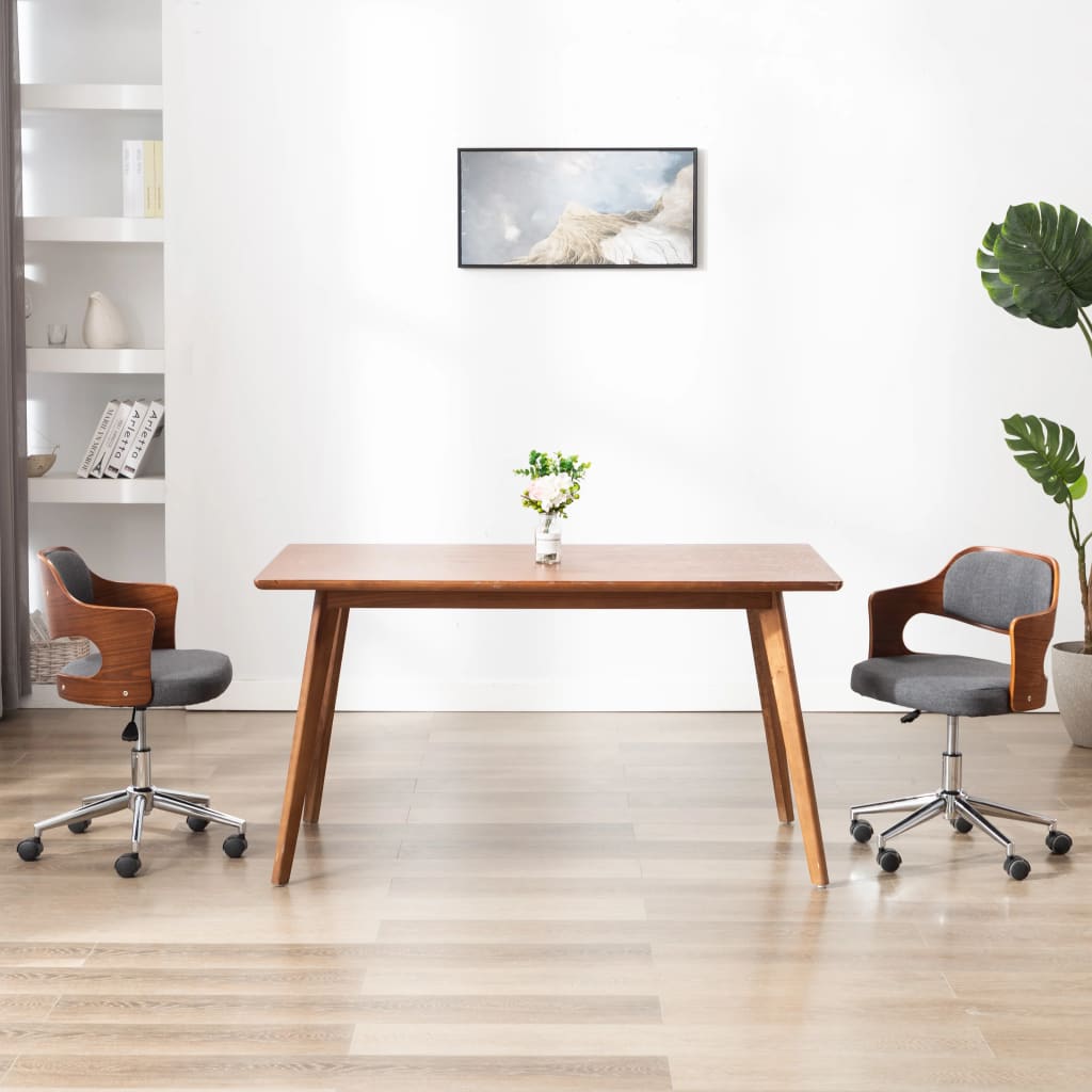 Swivel dining chair, curved wood, white faux leather