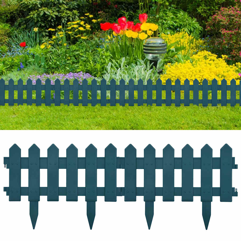 Garden Edging 10 units PP green 65x15 cm