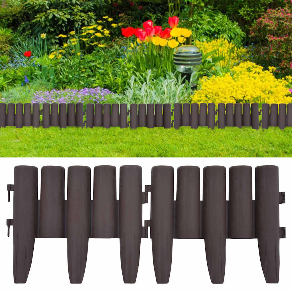 Garden edging 36 units PP grey 10 m