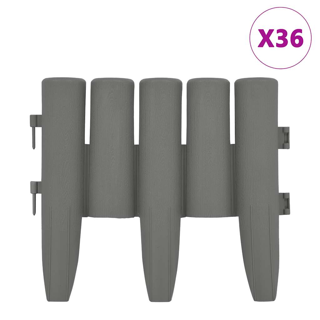 Garden edging 36 units PP grey 10 m
